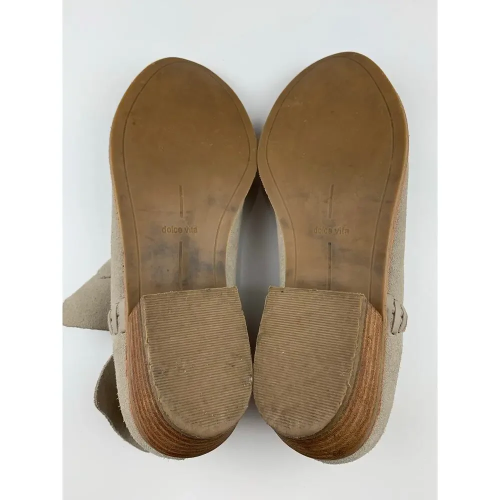 Dolce Vita Beige Suede Booties Slip On Ankle Boots Women's 8 Boho Western